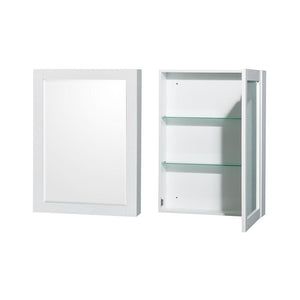 Wyndham Collection Vanity Wyndham Collection WCS141430SWHIVUNOMED Sheffield 30 Inch Single Bathroom Vanity in White, Ivory Marble Countertop, Undermount Oval Sink, and Medicine Cabinet