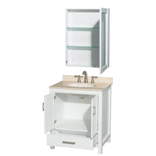 Load image into Gallery viewer, Wyndham Collection Vanity Wyndham Collection WCS141430SWHIVUNOMED Sheffield 30 Inch Single Bathroom Vanity in White, Ivory Marble Countertop, Undermount Oval Sink, and Medicine Cabinet