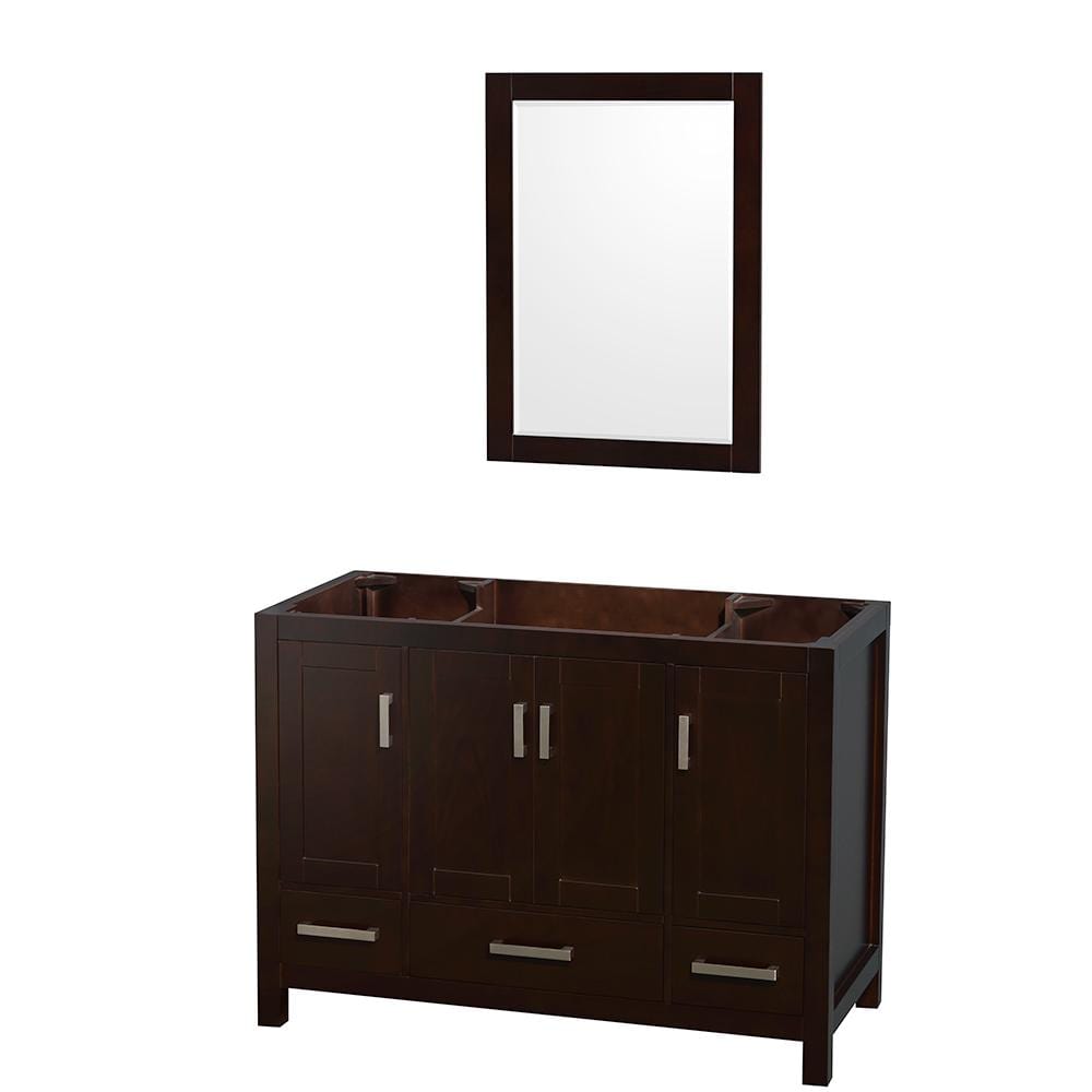 Wyndham Collection Vanity Wyndham Collection WCS141448SESCXSXXM24 Sheffield 48 Inch Single Bathroom Vanity in Espresso, No Countertop, No Sink, and 24 Inch Mirror