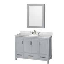 Load image into Gallery viewer, Wyndham Collection Vanity Wyndham Collection WCS141448SGYCMUNOMED Sheffield 48 Inch Single Bathroom Vanity in Gray, White Carrara Marble Countertop, Undermount Oval Sink, and Medicine Cabinet