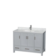 Load image into Gallery viewer, Wyndham Collection Vanity Wyndham Collection WCS141448SGYCMUNSMXX Sheffield 48 Inch Single Bathroom Vanity in Gray, White Carrara Marble Countertop, Undermount Square Sink, and No Mirror