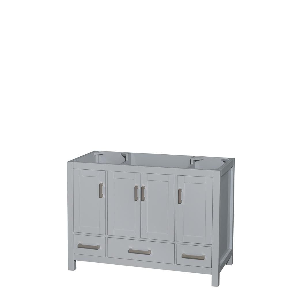 Wyndham Collection Vanity Wyndham Collection WCS141448SGYCXSXXMXX Sheffield 48 Inch Single Bathroom Vanity in Gray, No Countertop, No Sink, and No Mirror