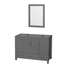 Load image into Gallery viewer, Wyndham Collection Vanity Wyndham Collection WCS141448SKGCXSXXM24 Sheffield 48 Inch Single Bathroom Vanity in Dark Gray, No Countertop, No Sink, and 24 Inch Mirror
