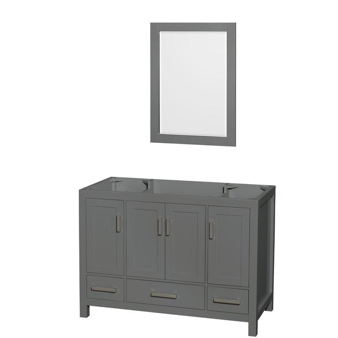 Wyndham Collection Vanity Wyndham Collection WCS141448SKGCXSXXM24 Sheffield 48 Inch Single Bathroom Vanity in Dark Gray, No Countertop, No Sink, and 24 Inch Mirror