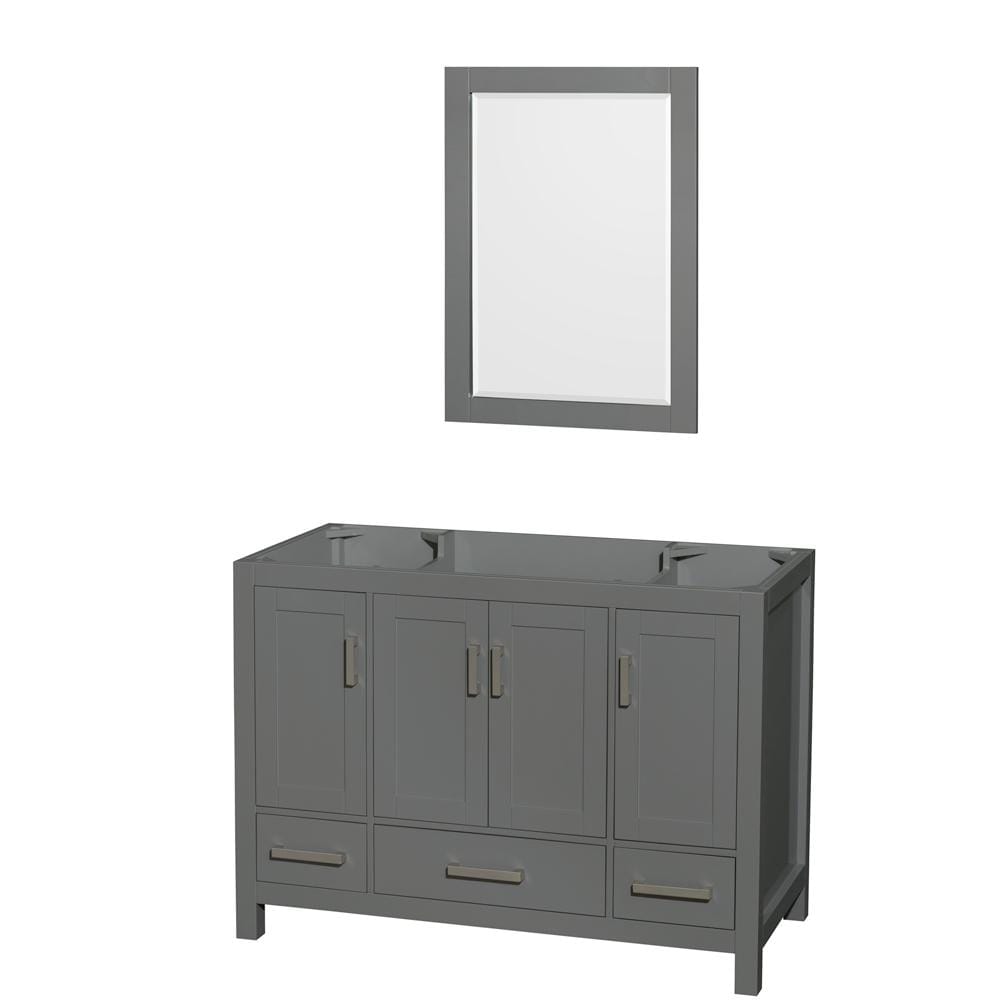 Wyndham Collection Vanity Wyndham Collection WCS141448SKGCXSXXM24 Sheffield 48 Inch Single Bathroom Vanity in Dark Gray, No Countertop, No Sink, and 24 Inch Mirror