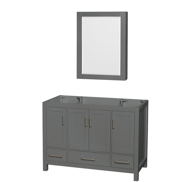 Wyndham Collection Vanity Wyndham Collection WCS141448SKGCXSXXMED Sheffield 48 Inch Single Bathroom Vanity in Dark Gray, No Countertop, No Sink, and Medicine Cabinet