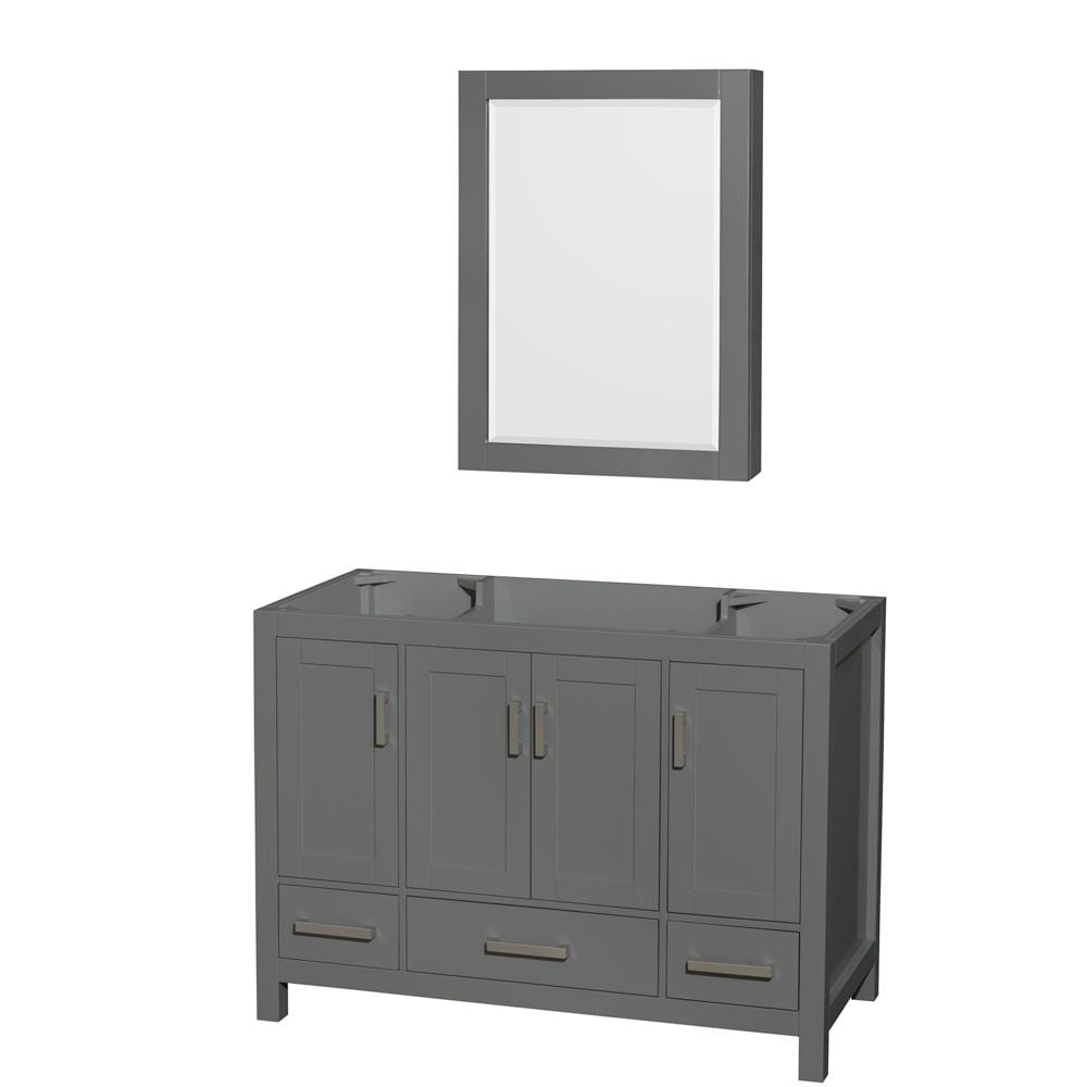 Wyndham Collection Vanity Wyndham Collection WCS141448SKGCXSXXMED Sheffield 48 Inch Single Bathroom Vanity in Dark Gray, No Countertop, No Sink, and Medicine Cabinet
