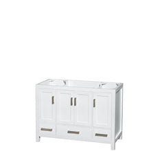 Load image into Gallery viewer, Wyndham Collection Vanity Wyndham Collection WCS141448SWHCMUNSMXX Sheffield 48 Inch Single Bathroom Vanity in White, White Carrara Marble Countertop, Undermount Square Sink, and No Mirror