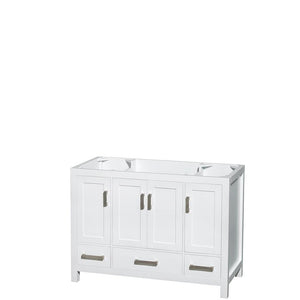 Wyndham Collection Vanity Wyndham Collection WCS141448SWHCMUNSMXX Sheffield 48 Inch Single Bathroom Vanity in White, White Carrara Marble Countertop, Undermount Square Sink, and No Mirror
