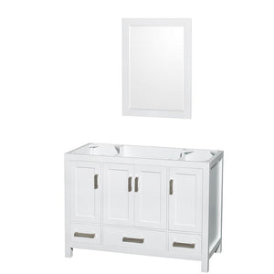 Wyndham Collection Vanity Wyndham Collection WCS141448SWHCXSXXM24 Sheffield 48 Inch Single Bathroom Vanity in White, No Countertop, No Sink, and 24 Inch Mirror
