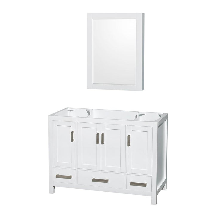 Wyndham Collection Vanity Wyndham Collection WCS141448SWHCXSXXMED Sheffield 48 Inch Single Bathroom Vanity in White, No Countertop, No Sink, and Medicine Cabinet