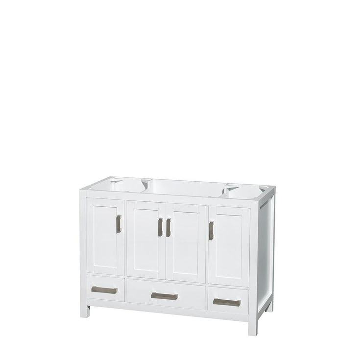 Wyndham Collection Vanity Wyndham Collection WCS141448SWHCXSXXMXX Sheffield 48 Inch Single Bathroom Vanity in White, No Countertop, No Sink, and No Mirror