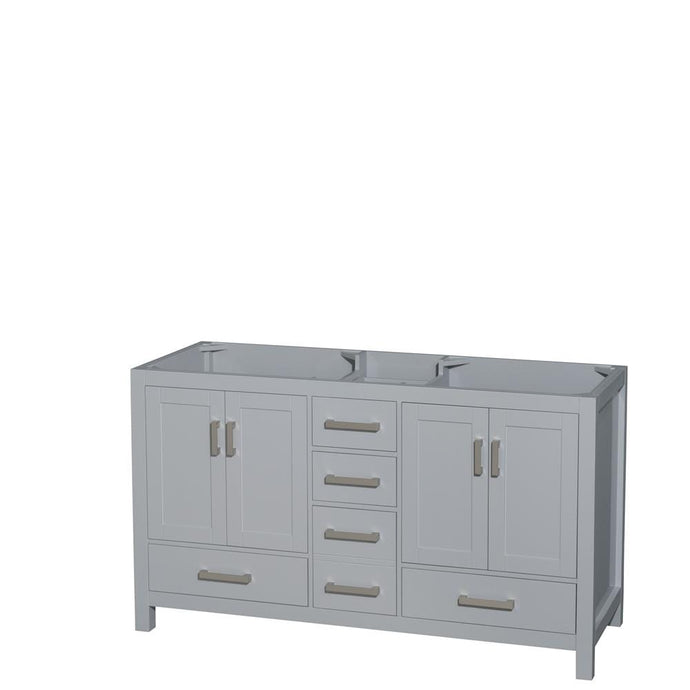 Wyndham Collection Vanity Wyndham Collection WCS141460DGYCXSXXMXX Sheffield 60 Inch Double Bathroom Vanity in Gray, No Countertop, No Sinks, and No Mirror
