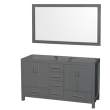 Load image into Gallery viewer, Wyndham Collection Vanity Wyndham Collection WCS141460DKGCXSXXM58 Sheffield 60 Inch Double Bathroom Vanity in Dark Gray, No Countertop, No Sinks, and 58 Inch Mirror