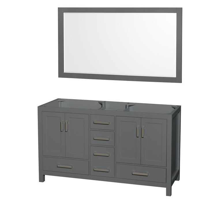 Wyndham Collection Vanity Wyndham Collection WCS141460DKGCXSXXM58 Sheffield 60 Inch Double Bathroom Vanity in Dark Gray, No Countertop, No Sinks, and 58 Inch Mirror