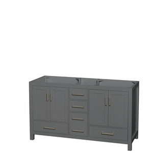 Wyndham Collection Vanity Wyndham Collection WCS141460DKGCXSXXMXX Sheffield 60 Inch Double Bathroom Vanity in Dark Gray, No Countertop, No Sinks, and No Mirror