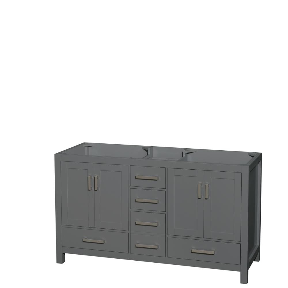 Wyndham Collection Vanity Wyndham Collection WCS141460DKGCXSXXMXX Sheffield 60 Inch Double Bathroom Vanity in Dark Gray, No Countertop, No Sinks, and No Mirror