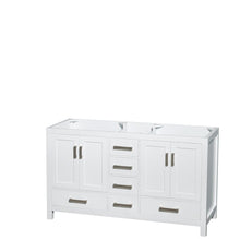 Load image into Gallery viewer, Wyndham Collection Vanity Wyndham Collection WCS141460DWHCMUNOM24 Sheffield 60 Inch Double Bathroom Vanity in White, White Carrara Marble Countertop, Undermount Oval Sinks, and 24 Inch Mirrors