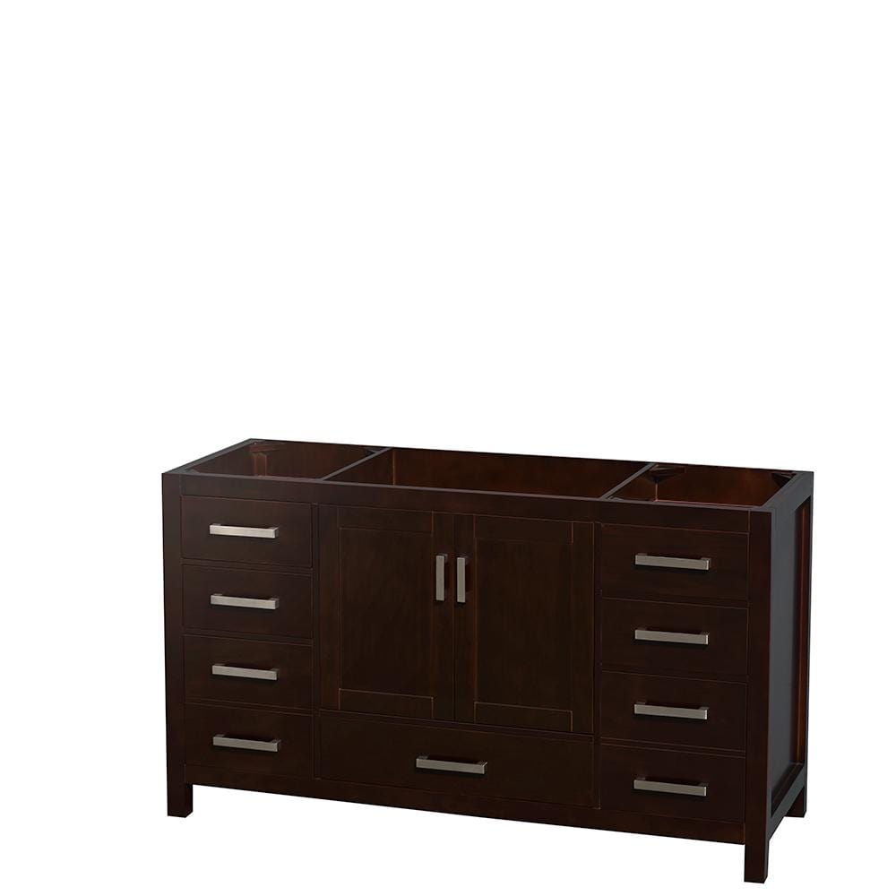 Wyndham Collection Vanity Wyndham Collection WCS141460SESCXSXXMXX Sheffield 60 Inch Single Bathroom Vanity in Espresso, No Countertop, No Sink, and No Mirror