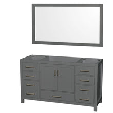 Load image into Gallery viewer, Wyndham Collection Vanity Wyndham Collection WCS141460SKGCXSXXM58 Sheffield 60 Inch Single Bathroom Vanity in Dark Gray, No Countertop, No Sink, and 58 Inch Mirror
