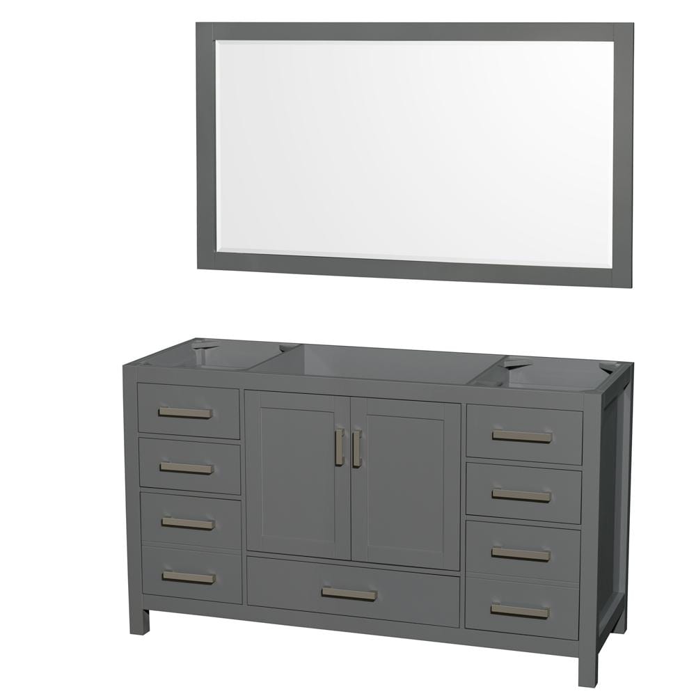 Wyndham Collection Vanity Wyndham Collection WCS141460SKGCXSXXM58 Sheffield 60 Inch Single Bathroom Vanity in Dark Gray, No Countertop, No Sink, and 58 Inch Mirror