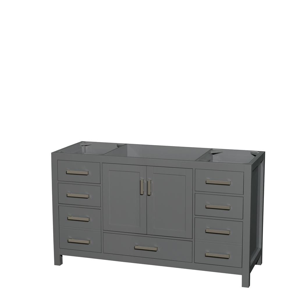 Wyndham Collection Vanity Wyndham Collection WCS141460SKGCXSXXMXX Sheffield 60 Inch Single Bathroom Vanity in Dark Gray, No Countertop, No Sink, and No Mirror