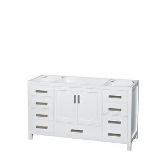 Wyndham Collection Vanity Wyndham Collection WCS141460SWHCMUNOMXX Sheffield 60 Inch Single Bathroom Vanity in White, White Carrara Marble Countertop, Undermount Oval Sink, and No Mirror