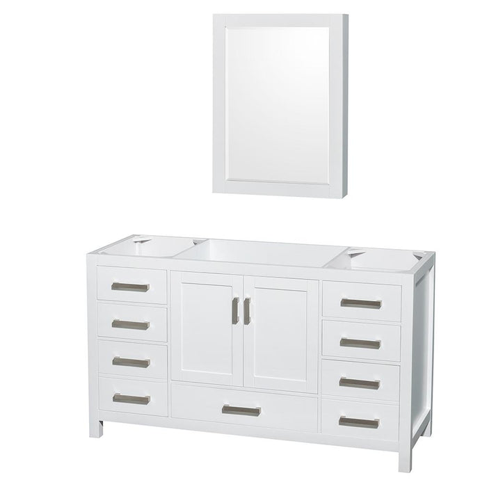 Wyndham Collection Vanity Wyndham Collection WCS141460SWHCXSXXMED Sheffield 60 Inch Single Bathroom Vanity in White, No Countertop, No Sink, and Medicine Cabinet