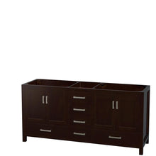 Load image into Gallery viewer, Wyndham Collection Vanity Wyndham Collection WCS141472DESCMUNOM24 Sheffield 72 Inch Double Bathroom Vanity in Espresso, White Carrara Marble Countertop, Undermount Oval Sinks, and 24 Inch Mirrors