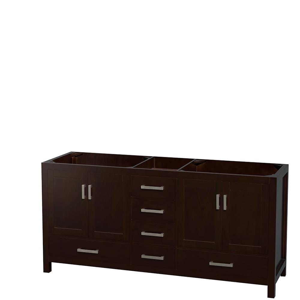 Wyndham Collection Vanity Wyndham Collection WCS141472DESCXSXXMXX Sheffield 72 Inch Double Bathroom Vanity in Espresso, No Countertop, No Sinks, and No Mirror