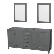 Load image into Gallery viewer, Wyndham Collection Vanity Wyndham Collection WCS141472DKGCXSXXM24 Sheffield 72 Inch Double Bathroom Vanity in Dark Gray, No Countertop, No Sink, and 24 Inch Mirrors