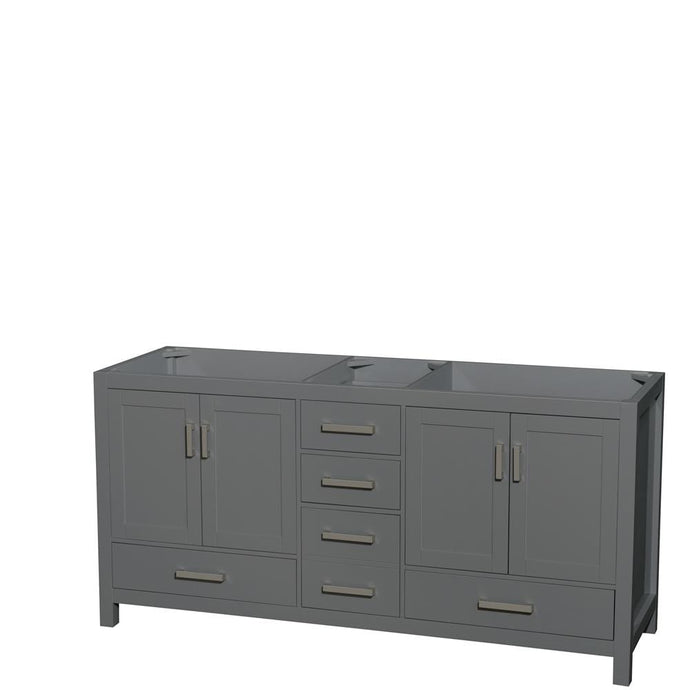 Wyndham Collection Vanity Wyndham Collection WCS141472DKGCXSXXMXX Sheffield 72 Inch Double Bathroom Vanity in Dark Gray, No Countertop, No Sink, and No Mirror