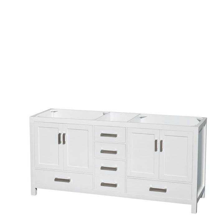 Wyndham Collection Vanity Wyndham Collection WCS141472DWHCXSXXMXX Sheffield 72 Inch Double Bathroom Vanity in White, No Countertop, No Sinks, and No Mirror