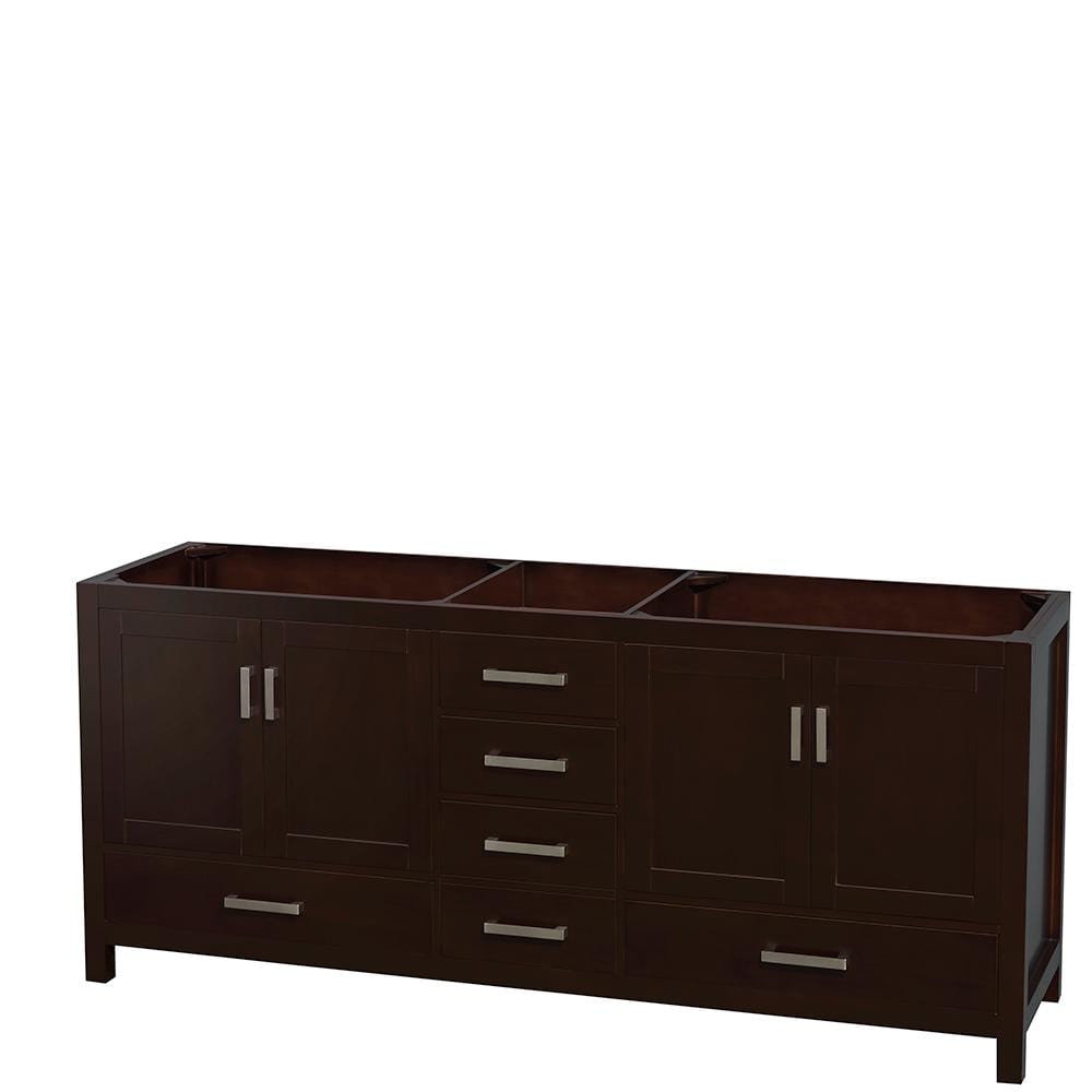Wyndham Collection Vanity Wyndham Collection WCS141480DESCXSXXMXX Sheffield 80 Inch Double Bathroom Vanity in Espresso, No Countertop, No Sinks, and No Mirror