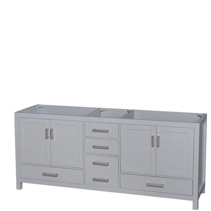 Wyndham Collection Vanity Wyndham Collection WCS141480DGYCXSXXMXX Sheffield 80 Inch Double Bathroom Vanity in Gray, No Countertop, No Sink, and No Mirror