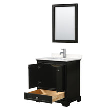 Load image into Gallery viewer, Wyndham Collection Vanity Wyndham Collection WCS202030SDEC2UNSM24 Deborah 30 Inch Single Bathroom Vanity in Dark Espresso, Light-Vein Carrara Cultured Marble Countertop, Undermount Square Sink, 24 Inch Mirror