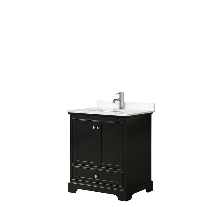 Wyndham Collection Vanity Wyndham Collection WCS202030SDEC2UNSMXX Deborah 30 Inch Single Bathroom Vanity in Dark Espresso, Light-Vein Carrara Cultured Marble Countertop, Undermount Square Sink, No Mirror