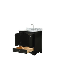 Load image into Gallery viewer, Wyndham Collection Vanity Wyndham Collection WCS202030SDECMUNSMXX Deborah 30 Inch Single Bathroom Vanity in Dark Espresso, White Carrara Marble Countertop, Undermount Square Sink, and No Mirror