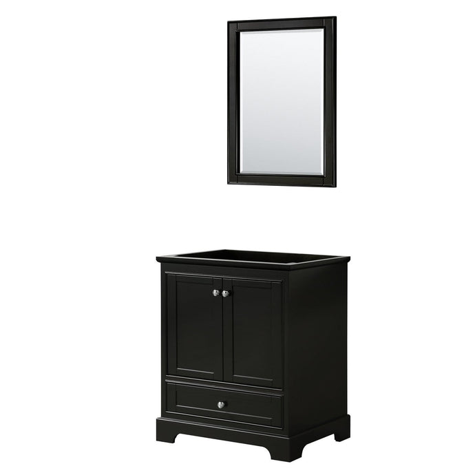 Wyndham Collection Vanity Wyndham Collection WCS202030SDECXSXXM24 Deborah 30 Inch Single Bathroom Vanity in Dark Espresso, No Countertop, No Sink, and 24 Inch Mirror