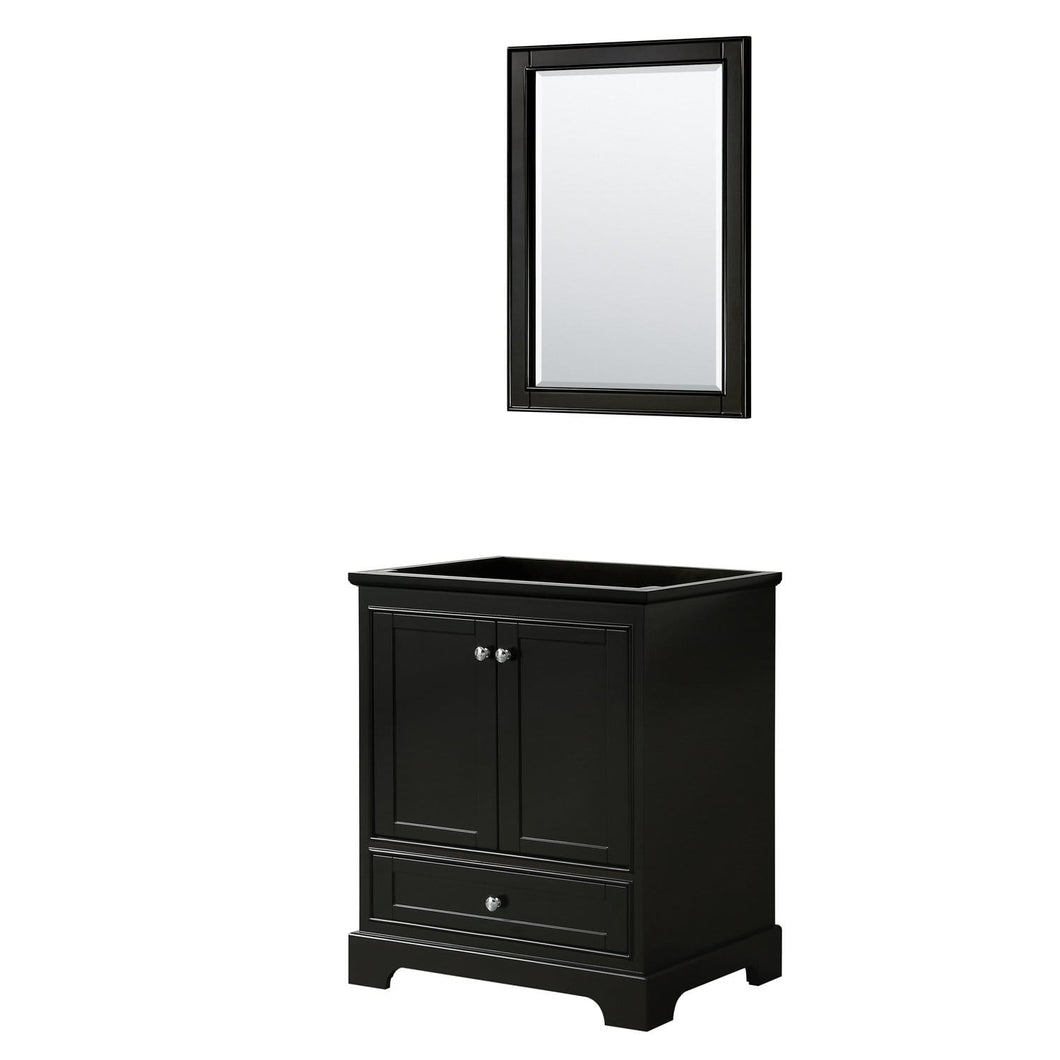 Wyndham Collection Vanity Wyndham Collection WCS202030SDECXSXXM24 Deborah 30 Inch Single Bathroom Vanity in Dark Espresso, No Countertop, No Sink, and 24 Inch Mirror