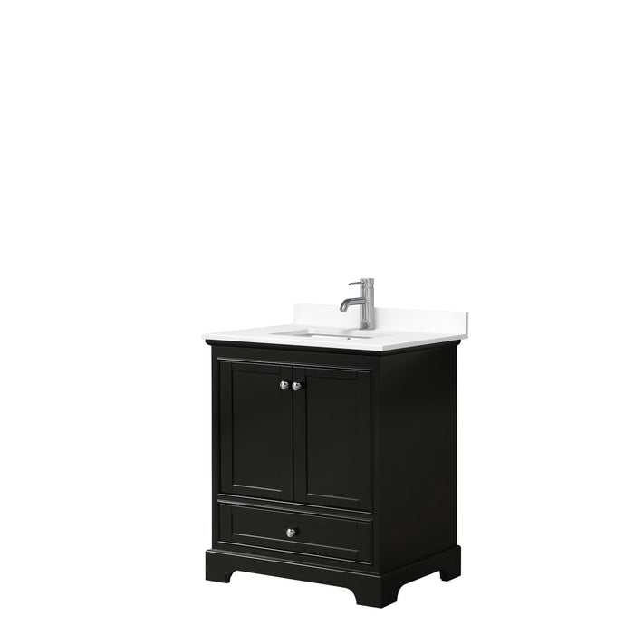 Wyndham Collection Vanity Wyndham Collection WCS202030SDEWCUNSMXX Deborah 30 Inch Single Bathroom Vanity in Dark Espresso, White Cultured Marble Countertop, Undermount Square Sink, No Mirror