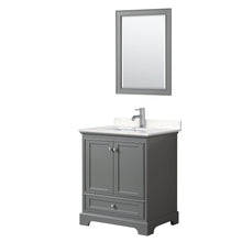 Load image into Gallery viewer, Wyndham Collection Vanity Wyndham Collection WCS202030SKGC2UNSM24 Deborah 30 Inch Single Bathroom Vanity in Dark Gray, Light-Vein Carrara Cultured Marble Countertop, Undermount Square Sink, 24 Inch Mirror