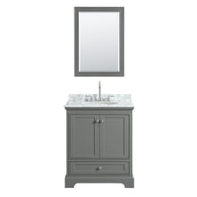 Load image into Gallery viewer, Wyndham Collection Vanity Wyndham Collection WCS202030SKGCMUNOM24 Deborah 30 Inch Single Bathroom Vanity in Dark Gray, White Carrara Marble Countertop, Undermount Oval Sink, and 24 Inch Mirror