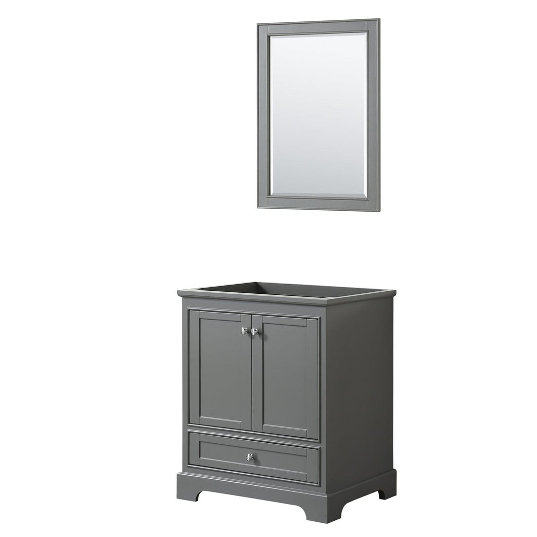 Wyndham Collection Vanity Wyndham Collection WCS202030SKGCXSXXM24 Deborah 30 Inch Single Bathroom Vanity in Dark Gray, No Countertop, No Sink, and 24 Inch Mirror