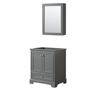 Wyndham Collection Vanity Wyndham Collection WCS202030SKGCXSXXMED Deborah 30 Inch Single Bathroom Vanity in Dark Gray, No Countertop, No Sink, and Medicine Cabinet