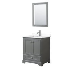 Load image into Gallery viewer, Wyndham Collection Vanity Wyndham Collection WCS202030SKGWCUNSM24 Deborah 30 Inch Single Bathroom Vanity in Dark Gray, White Cultured Marble Countertop, Undermount Square Sink, 24 Inch Mirror
