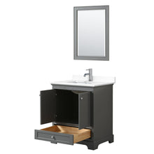 Load image into Gallery viewer, Wyndham Collection Vanity Wyndham Collection WCS202030SKGWCUNSM24 Deborah 30 Inch Single Bathroom Vanity in Dark Gray, White Cultured Marble Countertop, Undermount Square Sink, 24 Inch Mirror