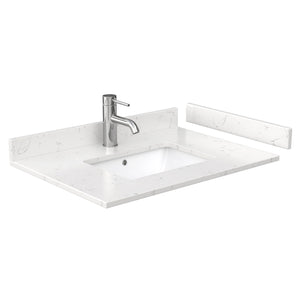 Wyndham Collection Vanity Wyndham Collection WCS202030SWHC2UNSM24 Deborah 30 Inch Single Bathroom Vanity in White, Light-Vein Carrara Cultured Marble Countertop, Undermount Square Sink, 24 Inch Mirror