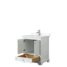 Load image into Gallery viewer, Wyndham Collection Vanity Wyndham Collection WCS202030SWHC2UNSMXX Deborah 30 Inch Single Bathroom Vanity in White, Light-Vein Carrara Cultured Marble Countertop, Undermount Square Sink, No Mirror