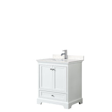Load image into Gallery viewer, Wyndham Collection Vanity Wyndham Collection WCS202030SWHC2UNSMXX Deborah 30 Inch Single Bathroom Vanity in White, Light-Vein Carrara Cultured Marble Countertop, Undermount Square Sink, No Mirror
